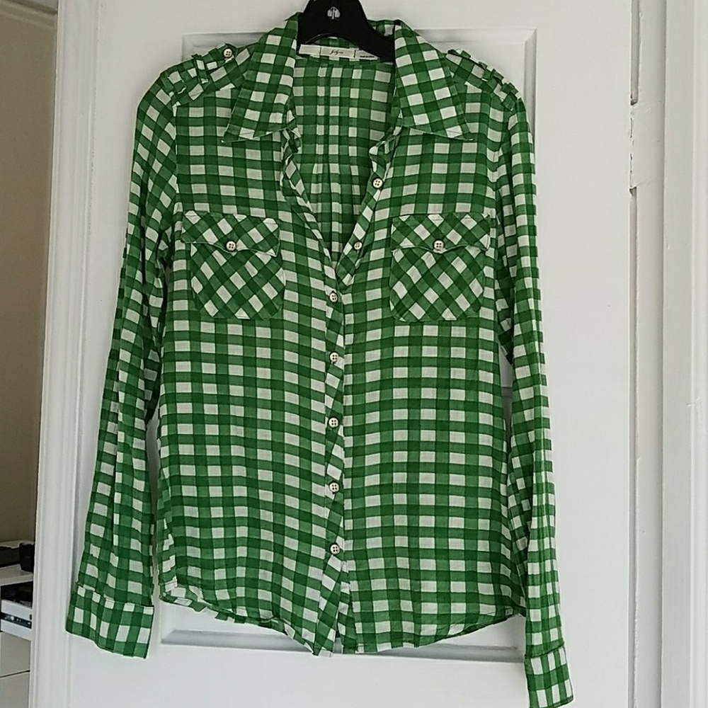 Gibson Kelly Green Gingham Blouse